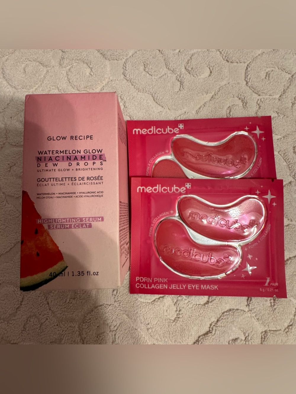 Glow Recipe Watermelon Glow Niacinamide Dew Drops Medicube PDRN Eye Masks Bundle